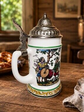 BMF German Beer Stein Pewter Lid West Germany